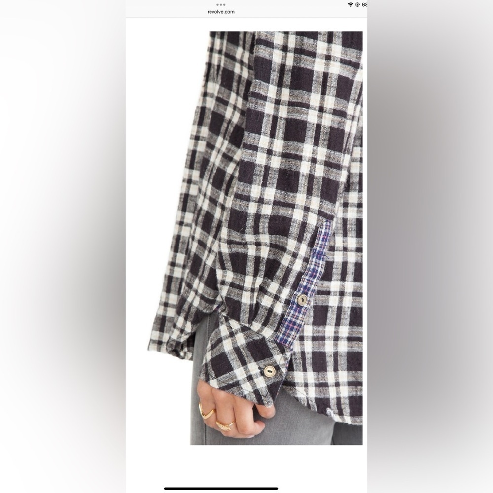 Free People Catch Up With Me Plaid Black Combo in Size XS - Picture 5 of 14